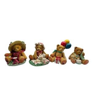 Cherished Teddies Figurines Resin Bears Friendship Birthday Vintage Lot of 4